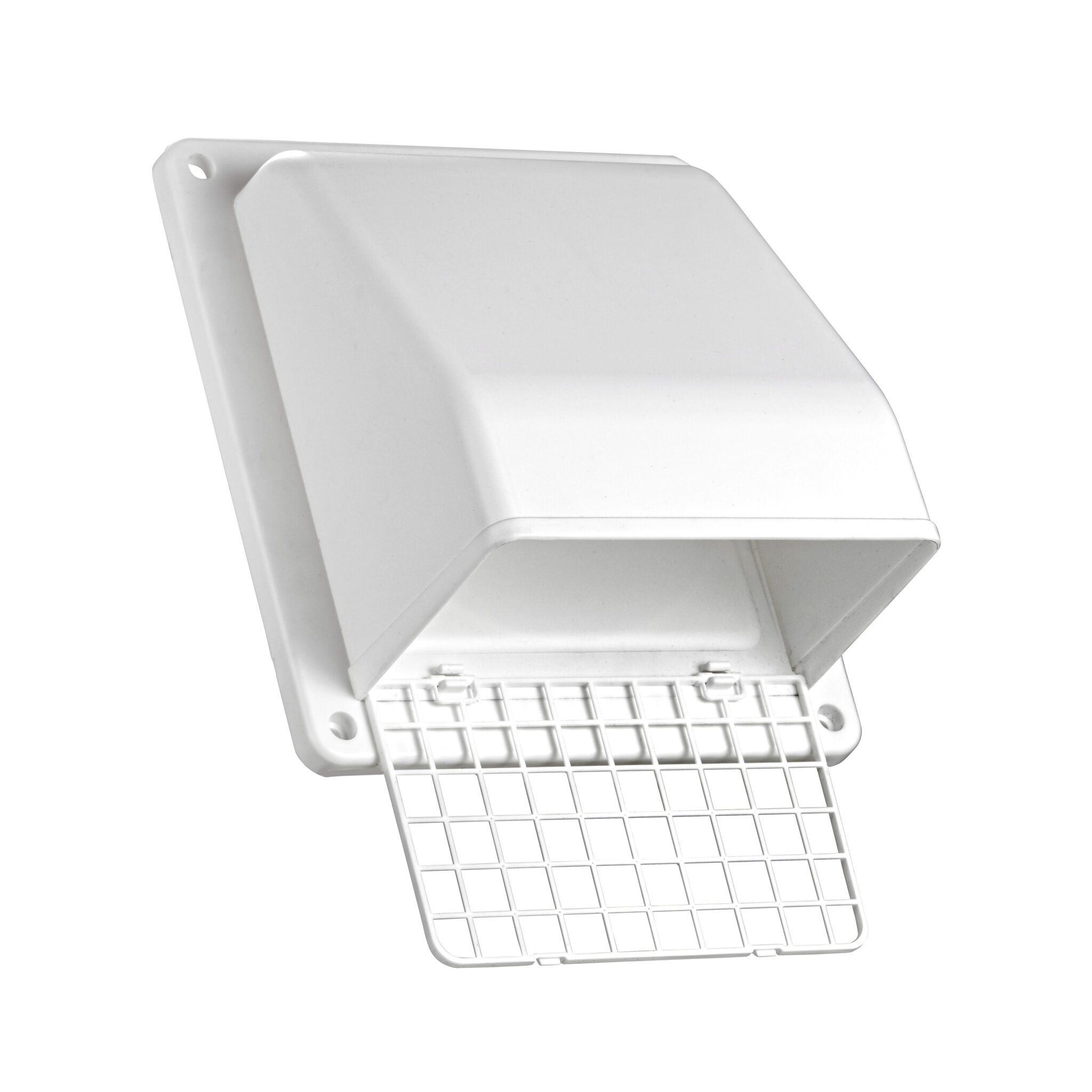 6 inch White Plastic Wall Exhaust or Air Intake Vent - Hinged Screen ...