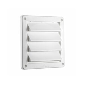 6 inch White Plastic Fresh Air Intake Vent (Rain Guard) - Removable Screen - Front