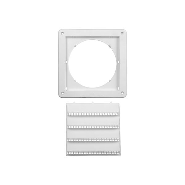 6 inch White Plastic Fresh Air Intake Vent (Rain Guard) - Removable Screen - Unassembled
