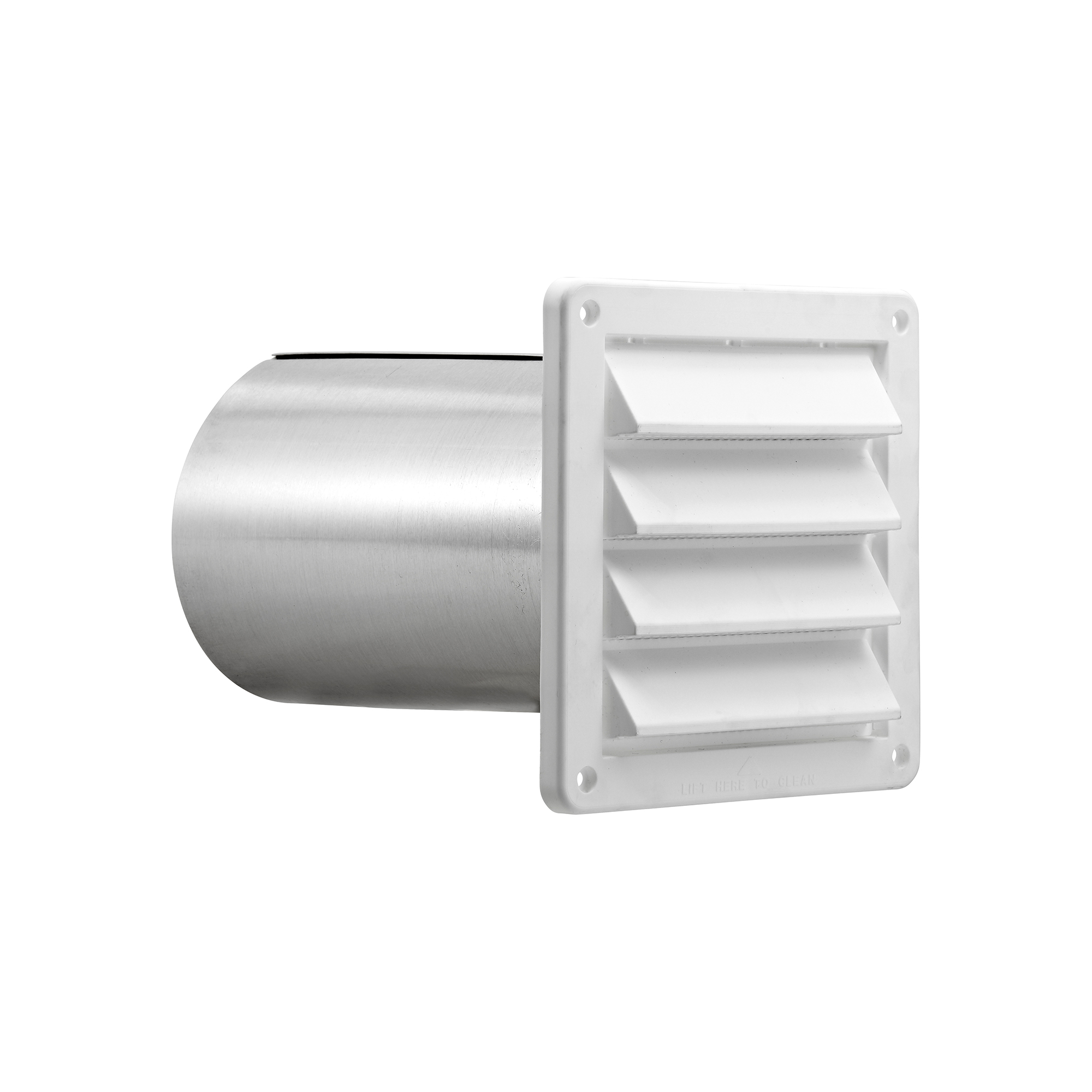 6 inch White Plastic Fresh Air Intake Vent (Rain Guard) - 11 inch Pipe - Angle