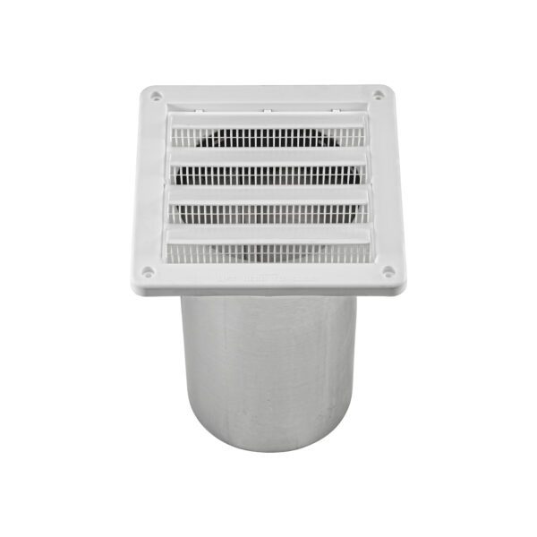 6 inch White Plastic Fresh Air Intake Vent (Rain Guard) - 11 inch Pipe - Tipped