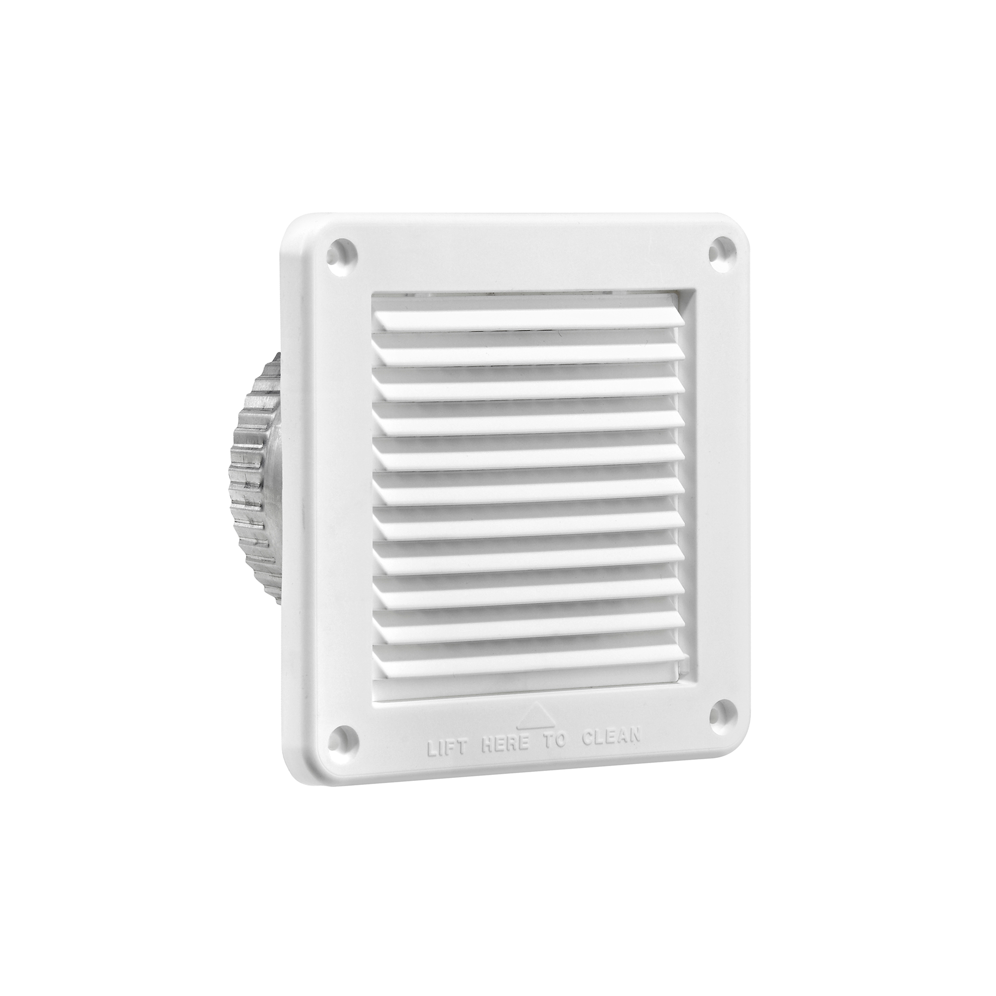 4 inch White Plastic Fresh Air Intake Vent (Mini Louver) - Front