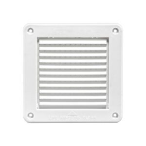 White Plastic Fresh Air Intake Vent (Mini Louver) - Removable Screen - Front