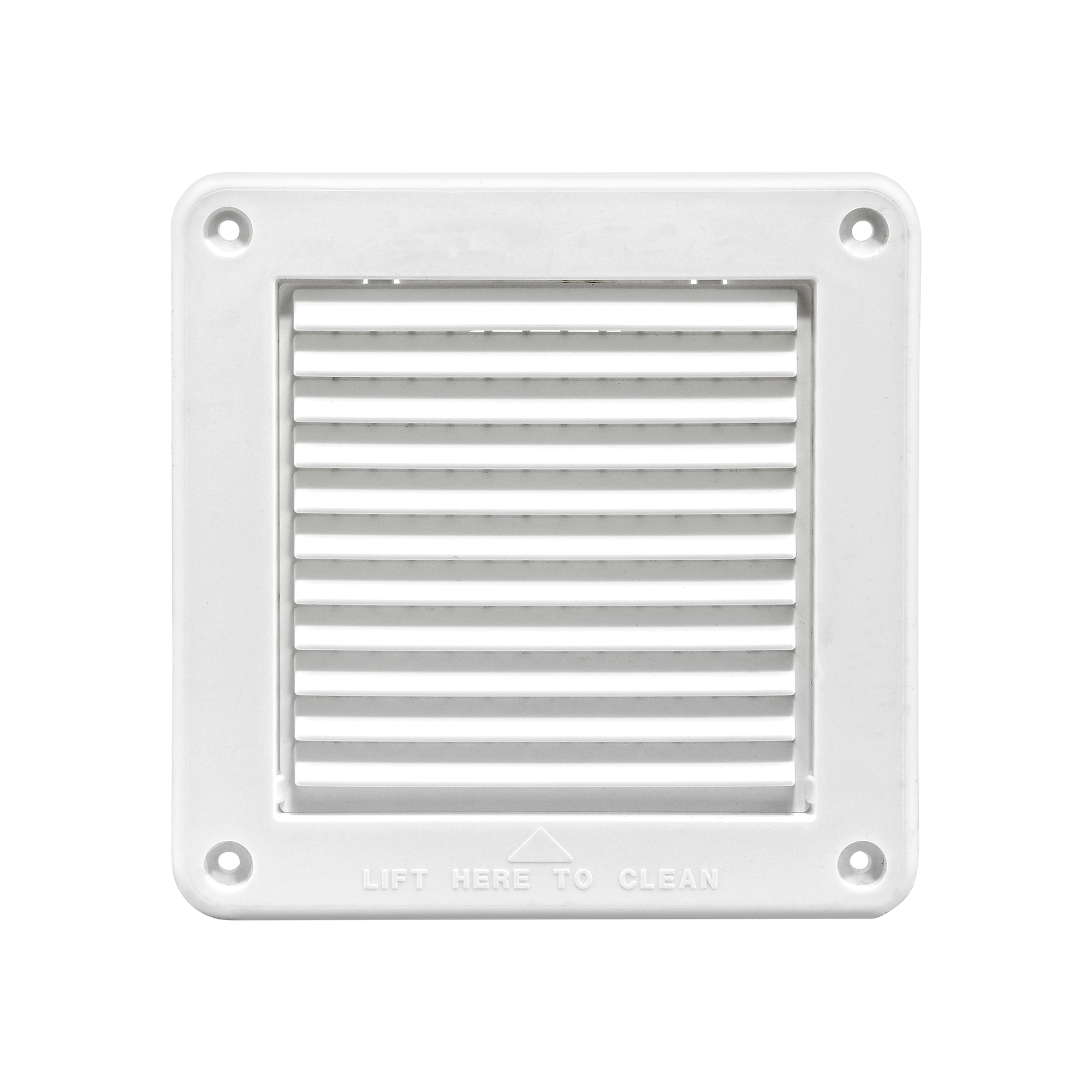 White Plastic Fresh Air Intake Vent (Mini Louver) - Removable Screen - Front