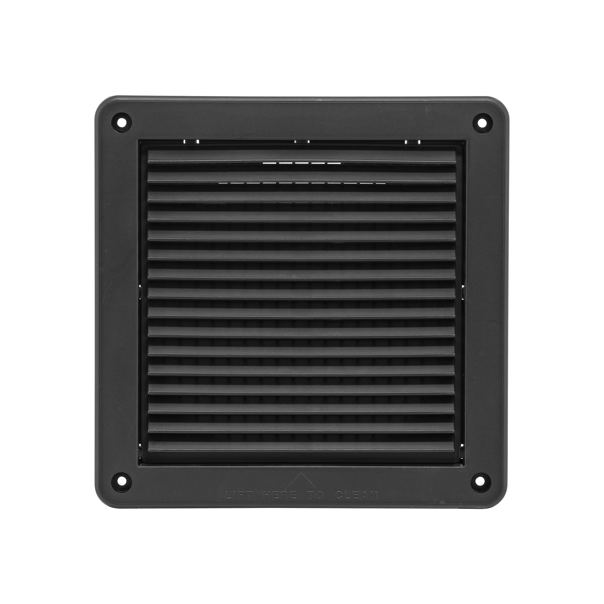 Black Plastic Fresh Air Intake Vent (Mini Louver) - Removable Screen - Front