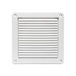 White Plastic Fresh Air Intake Vent (Mini Louver) - Removable Screen - Front