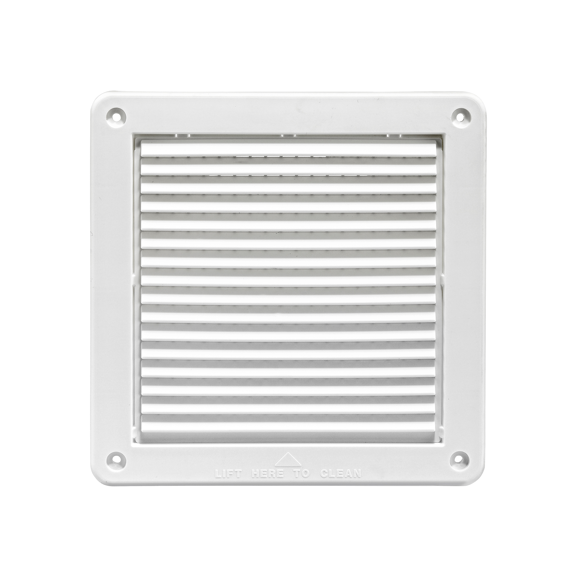 White Plastic Fresh Air Intake Vent (Mini Louver) - Removable Screen - Front