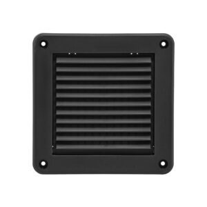 Black Plastic Fresh Air Intake Vent (Mini Louver) - Removable Screen - Front