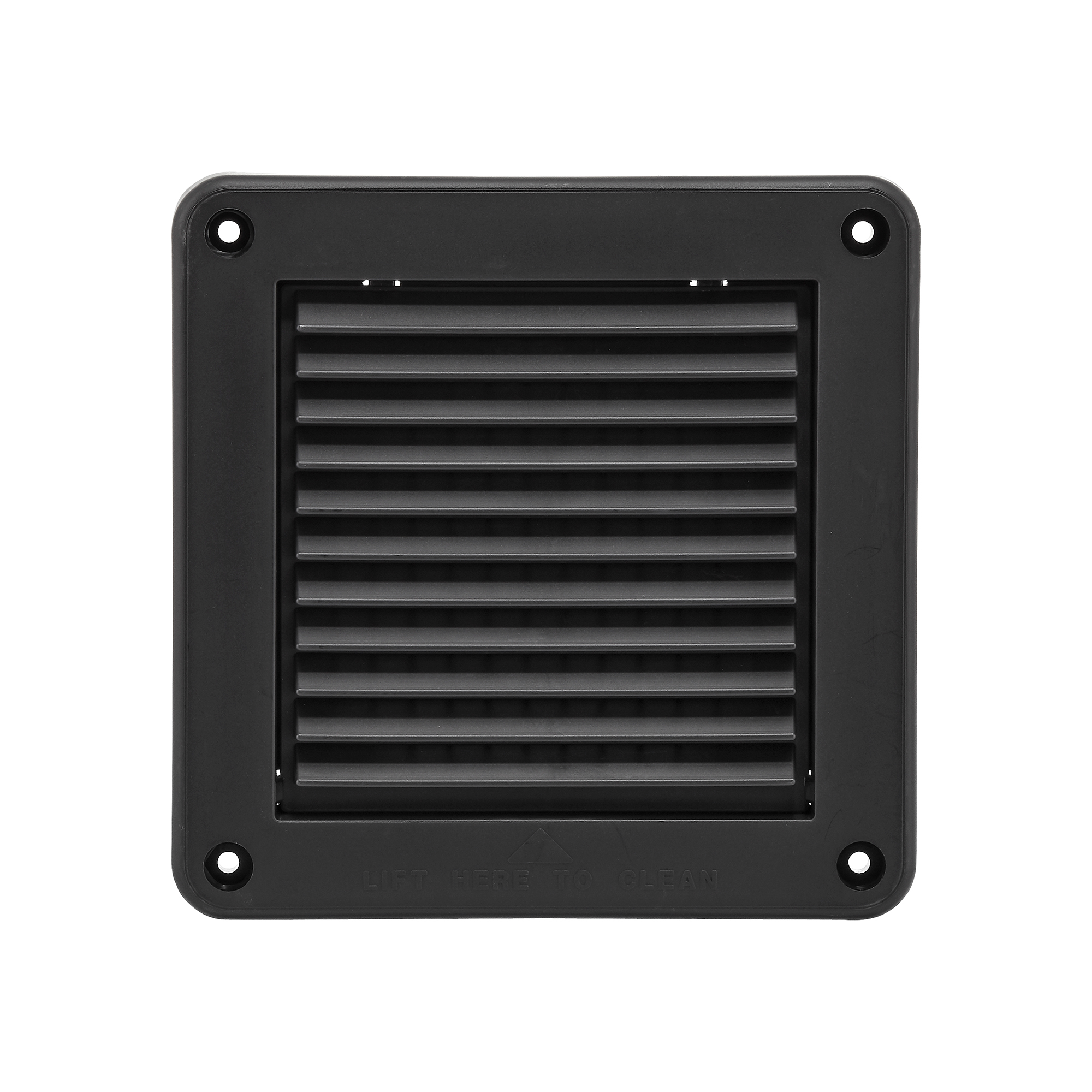 Black Plastic Fresh Air Intake Vent (Mini Louver) - Removable Screen - Front