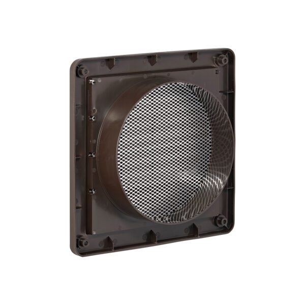 6 inch Brown Plastic Exhaust Vent (Louvered) - Metal Bug Screen - Back
