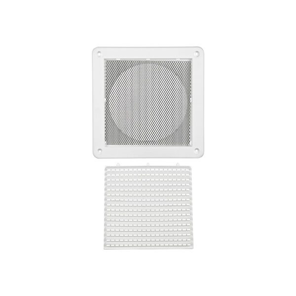 6 inch White Plastic Fresh Air Intake Vent (Mini Louver) - Metal Bug Screen - Unassembled