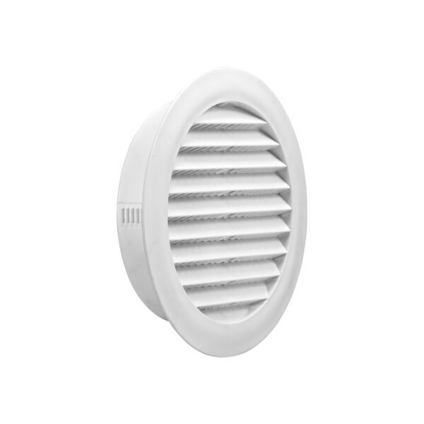 6 inch White Plastic Flush Mount Round Soffit Vent - Front