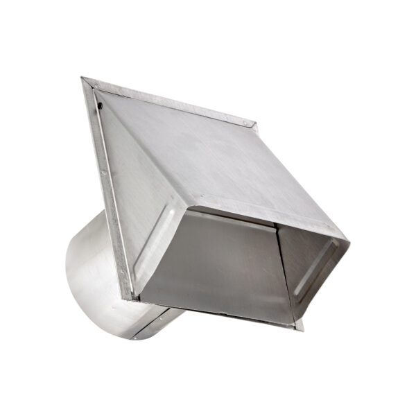 Aluminum Wall Exhaust Hood Bath Fan Vent - Damper - Wire Mesh Screen - 6 inch Pipe - Angled Closed