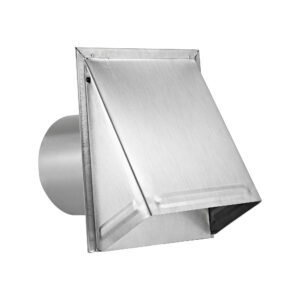 Aluminum Wall Exhaust Hood Bath Fan Vent - Damper - Wire Mesh Screen - 6 inch Pipe - Front