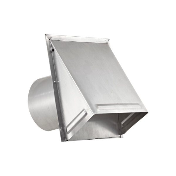 Aluminum Wall Exhaust Hood Bath Fan Vent - Damper - Wire Mesh Screen - 6 inch Pipe - Angled