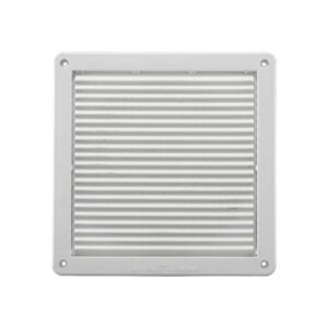 8 inch White Plastic Fresh Air Intake Vent - Removable Screen (Mini Louver)