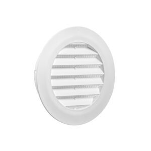 4 inch White Plastic Flush Mount Round Vent - Friction Fit - Front Angle
