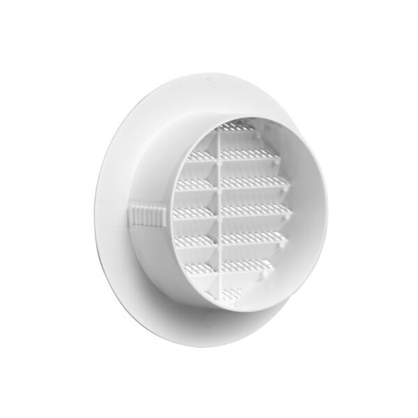 4 inch White Plastic Flush Mount Round Vent - Friction Fit - Back