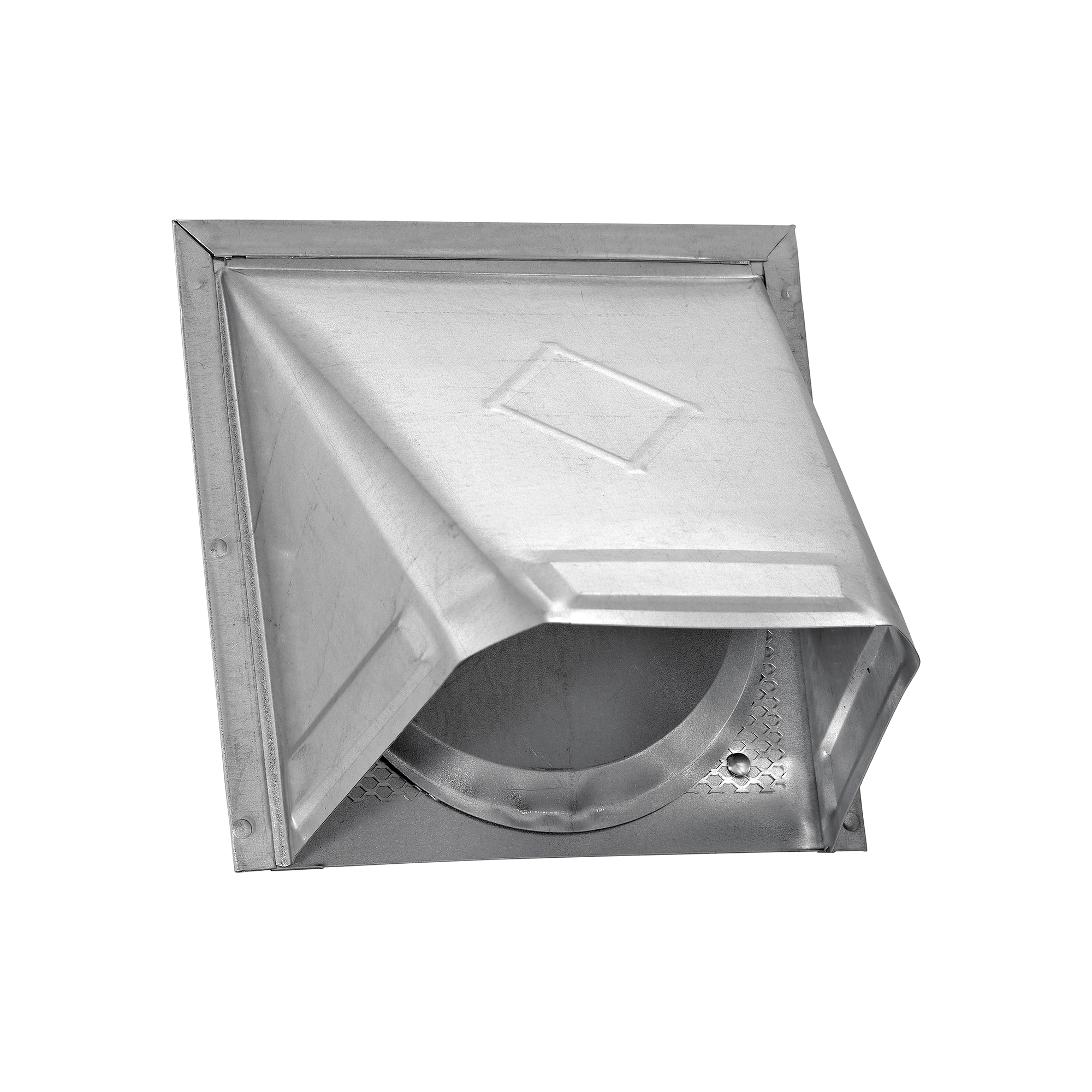 Galvanized Steel Wall Exhaust Hood Vent - Damper - Screen - Flush Mount - Front Closed