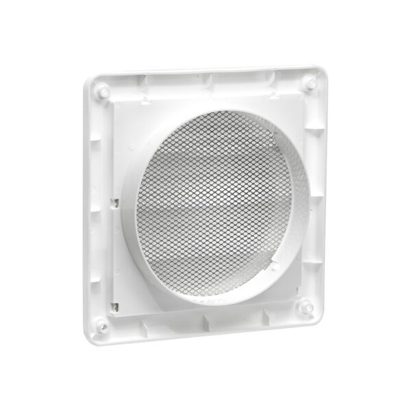 White Plastic Fresh Air Intake Vent (Rain Guard) - Metal Bug Screen - Back