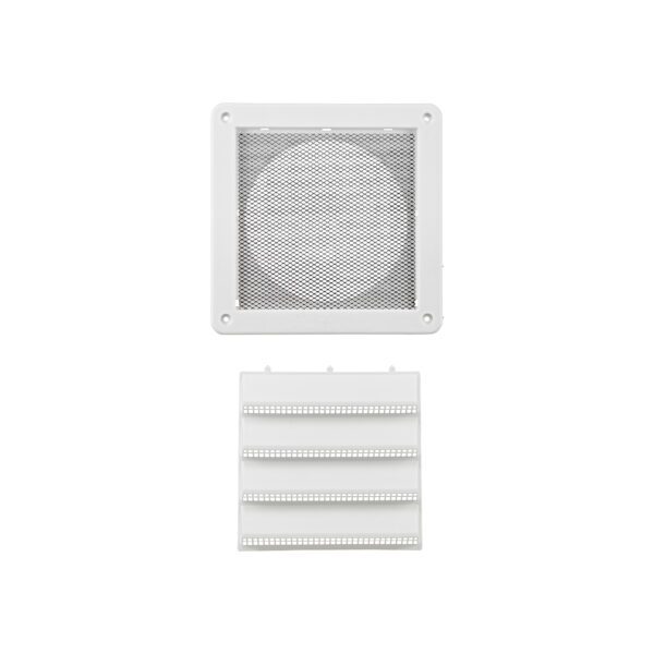 White Plastic Fresh Air Intake Vent (Rain Guard) - Metal Bug Screen - Unassembled