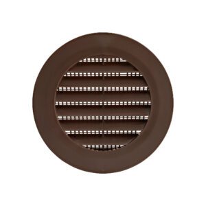 4 inch Brown Plastic Flush Mount Round Vent - Friction Fit - Front