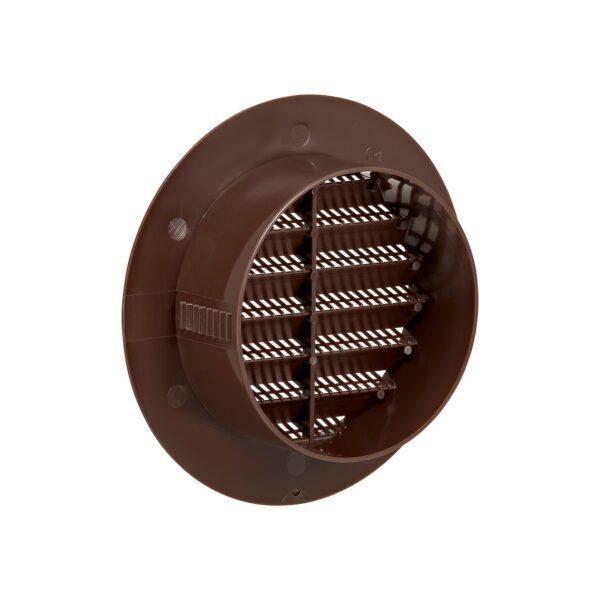 4 inch Brown Plastic Flush Mount Round Vent - Friction Fit - Back