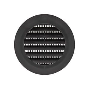 4 inch Black Plastic Flush Mount Round Vent - Friction Fit - Front