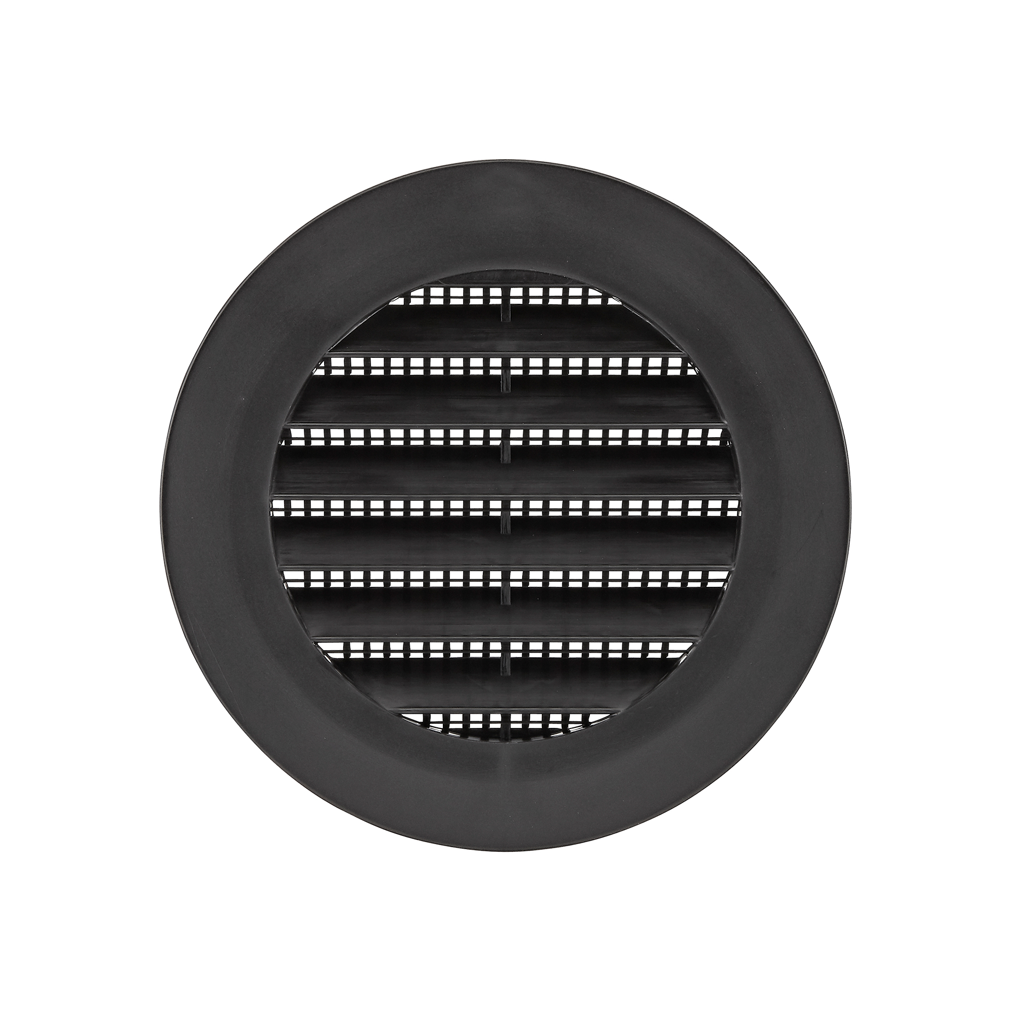 4 inch Black Plastic Flush Mount Round Vent - Friction Fit - Front