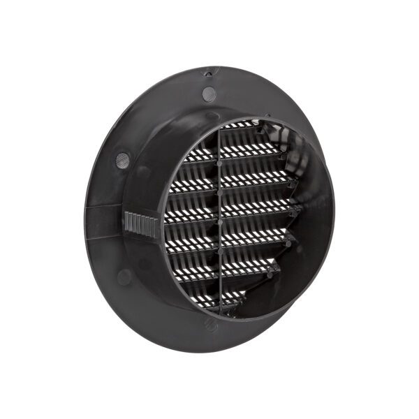 4 inch Black Plastic Flush Mount Round Vent - Friction Fit - Back