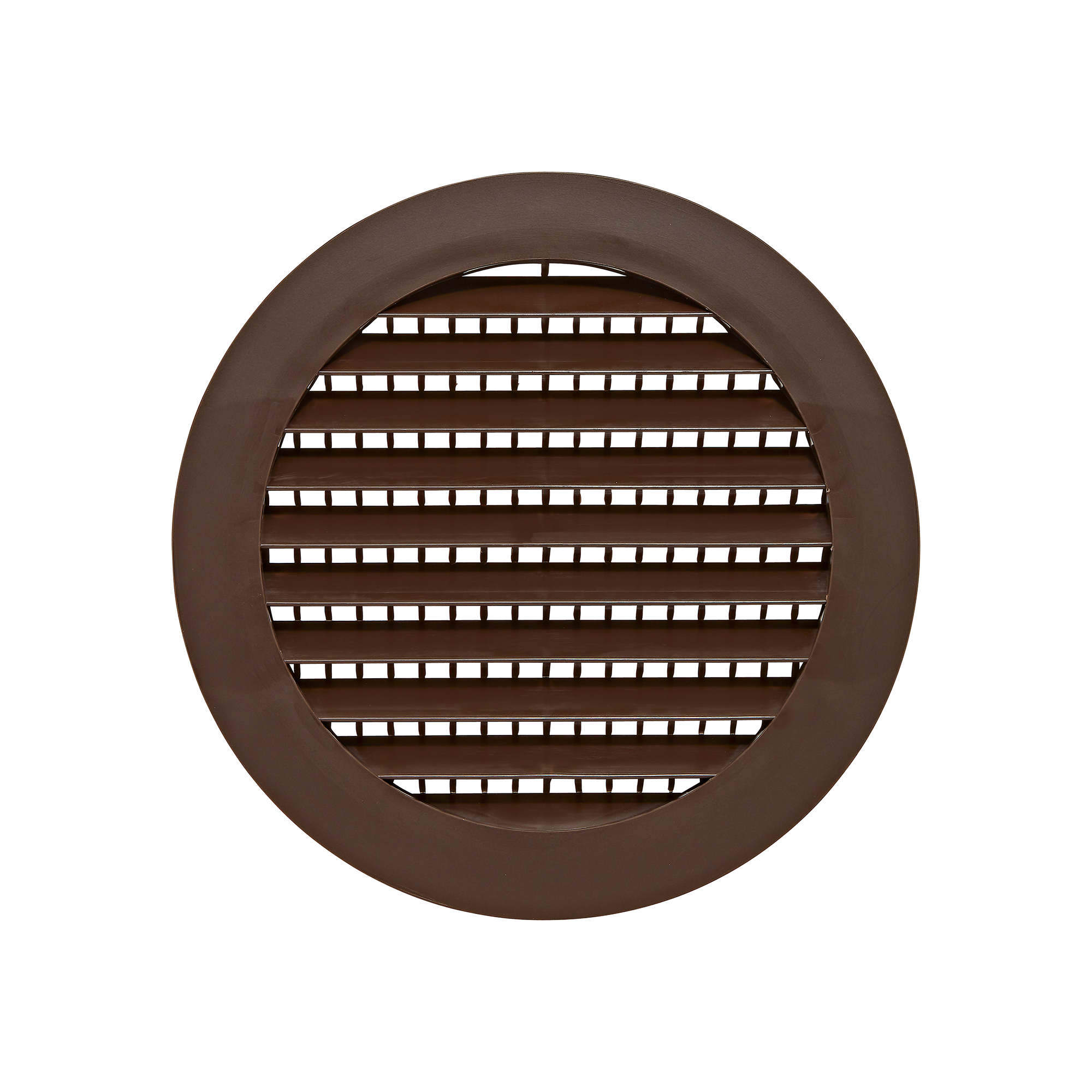 Brown Plastic Flush Mount Round Vent - Friction Fit - Front