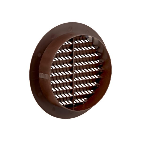 Brown Plastic Flush Mount Round Vent - Friction Fit - Back