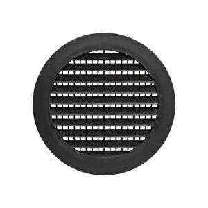 Black Plastic Flush Mount Round Vent - Friction Fit - Front