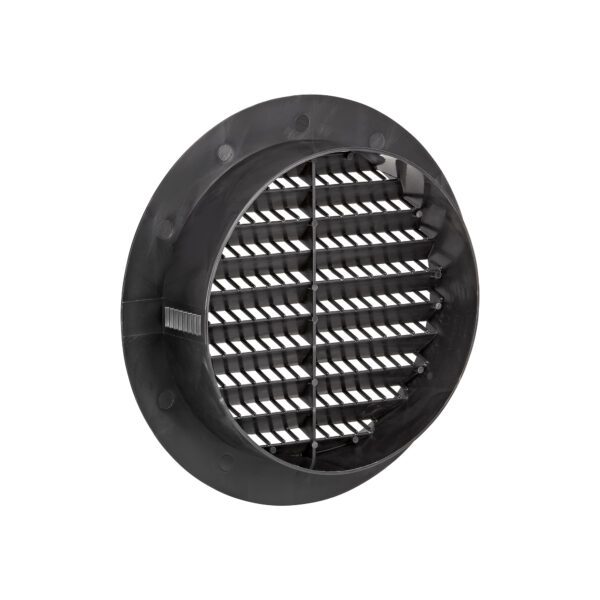 Black Plastic Flush Mount Round Vent - Friction Fit - Back