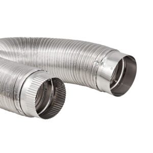 3 inch x 8 foot Flexible Aluminum HVAC Duct (Semi-Rigid) - Quick Connect Collars - Collars