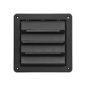 Black Plastic Fresh Air Intake Vent (Rain Guard) - Removable Screen - Front