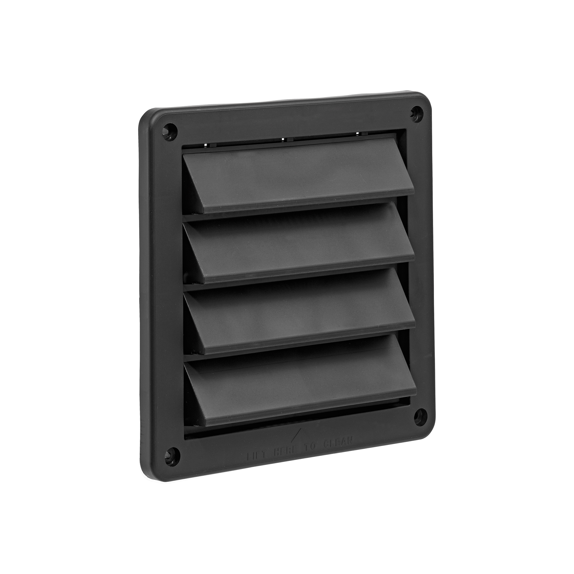 Black Plastic Fresh Air Intake Vent (Rain Guard) - Removable Screen - Angle