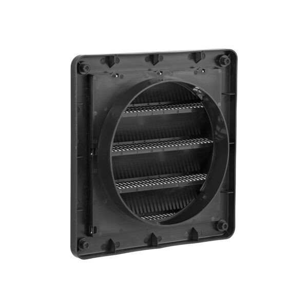 Black Plastic Fresh Air Intake Vent (Rain Guard) - Removable Screen - Back