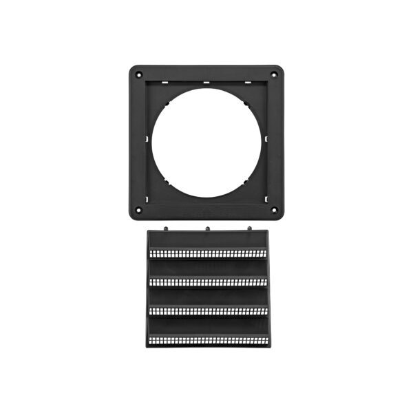 Black Plastic Fresh Air Intake Vent (Rain Guard) - Removable Screen - Unassembled