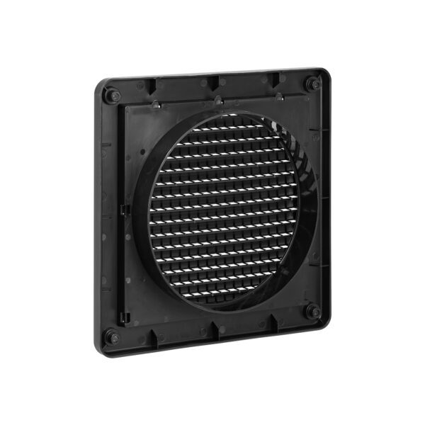 Black Plastic Fresh Air Intake Vent (Mini Louver) - Removable Screen - Back