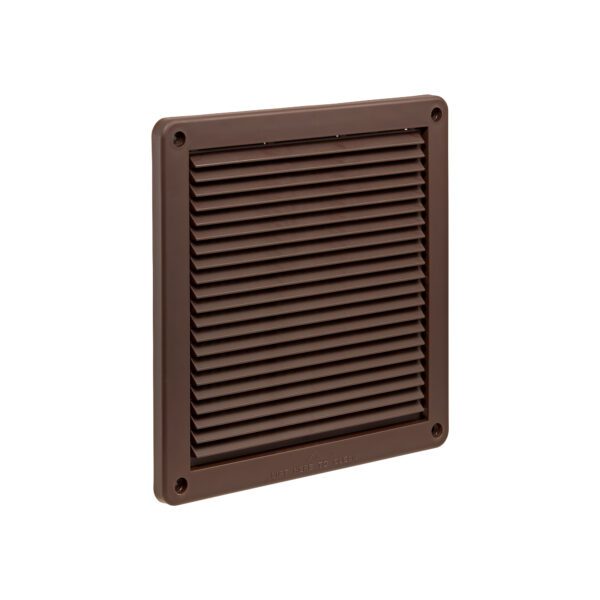 Brown Plastic Fresh Air Intake Vent (Mini Louver) - Removable Screen - Angle