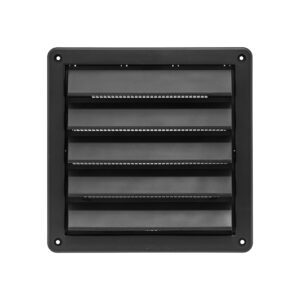 Black Plastic Fresh Air Intake Vent (Rain Guard) - Removable Screen - Front