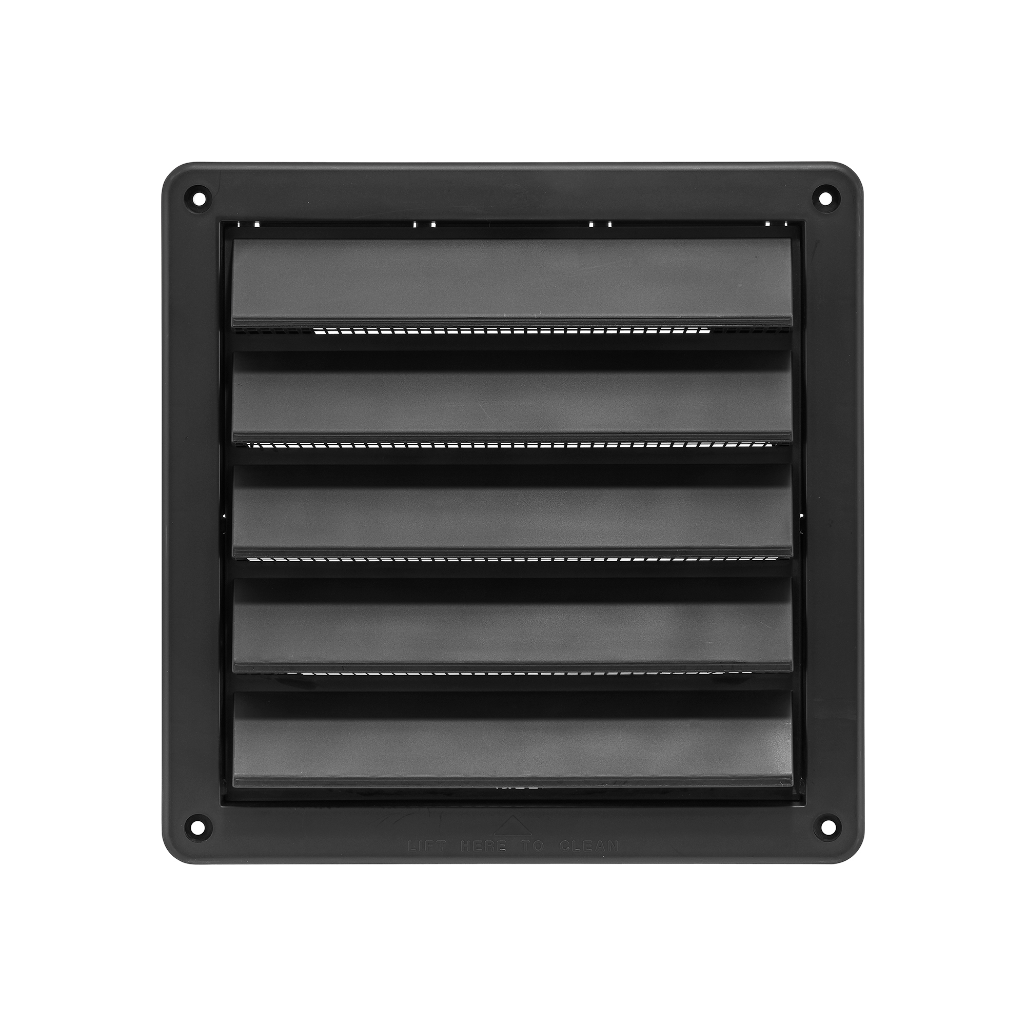 Black Plastic Fresh Air Intake Vent (Rain Guard) - Removable Screen - Front