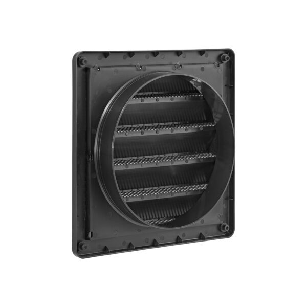 Black Plastic Fresh Air Intake Vent (Rain Guard) - Removable Screen - Back