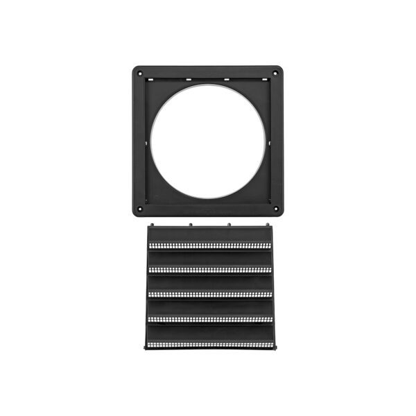 Black Plastic Fresh Air Intake Vent (Rain Guard) - Removable Screen - Unassembled