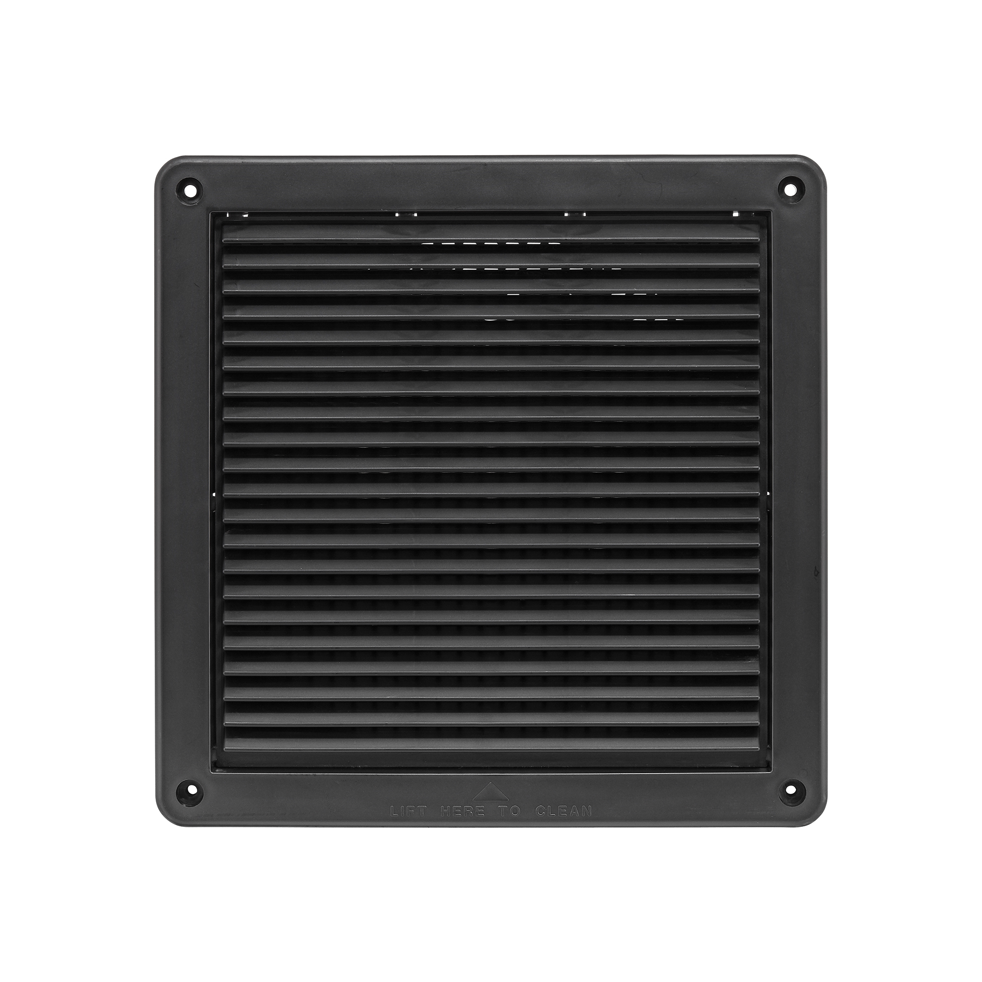 Black Plastic Fresh Air Intake Vent (Mini Louver) - Removable Screen - Front