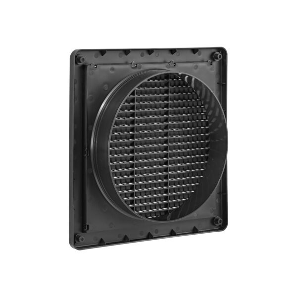 Black Plastic Fresh Air Intake Vent (Mini Louver) - Removable Screen - Back