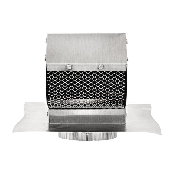 Aluminum Roof Exhaust Vent - Damper - Screen - 1.75 inch Crimped Pipe - Front