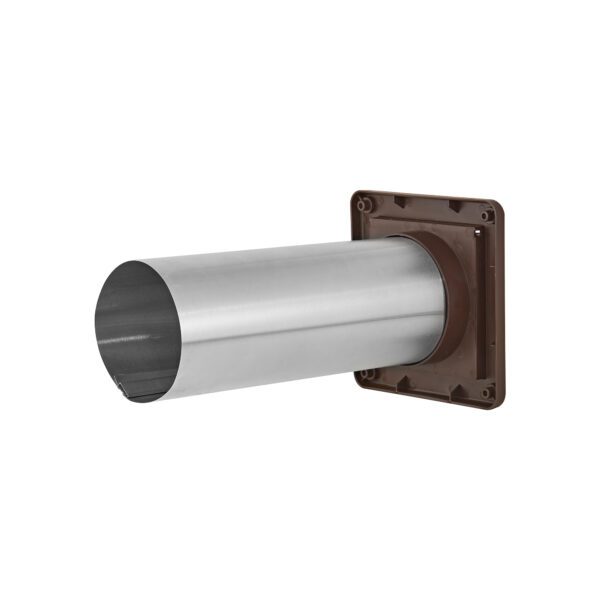 Brown Plastic Wall Exhaust Single Flap Dryer Vent - 11 inch Pipe - Back