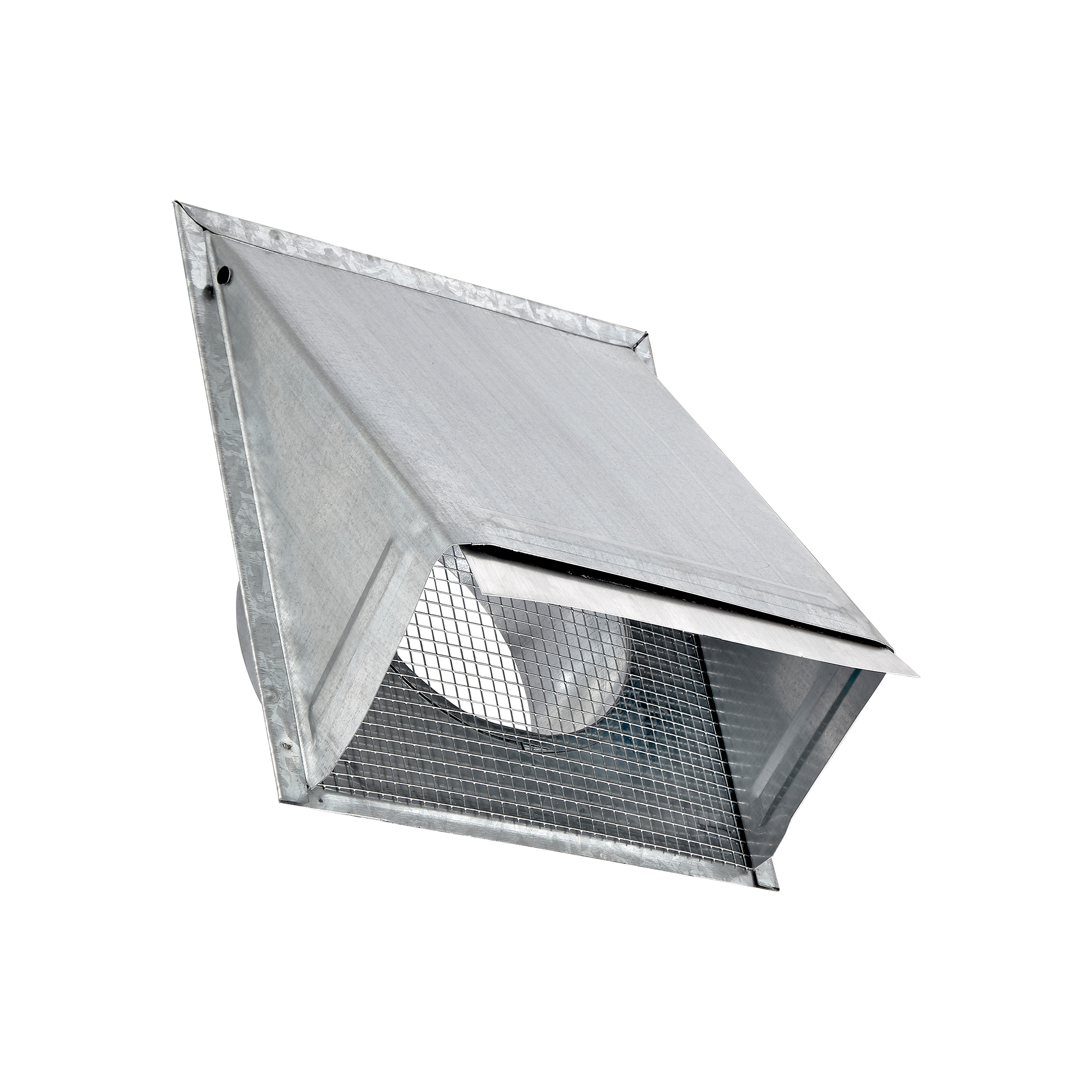 Galvanized Steel Wall Exhaust Hood Bath Fan Vent - Damper - Wire Mesh Screen - 3 inch Pipe - Angle Open